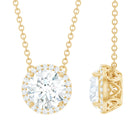 Rosec Jewels-Certified Lab Created Diamond Halo Necklace For Bride