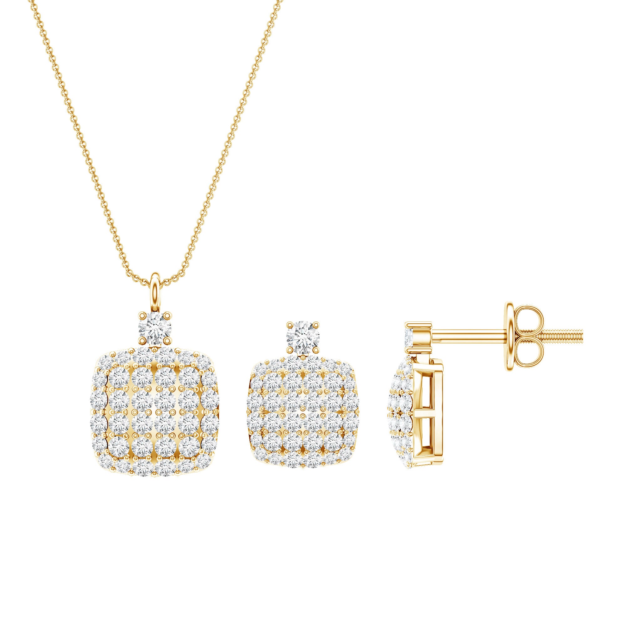 Certified Lab Grown Diamond Bridal Necklace Earring Set Lab - ( EF-VS ) - Rosec Jewels