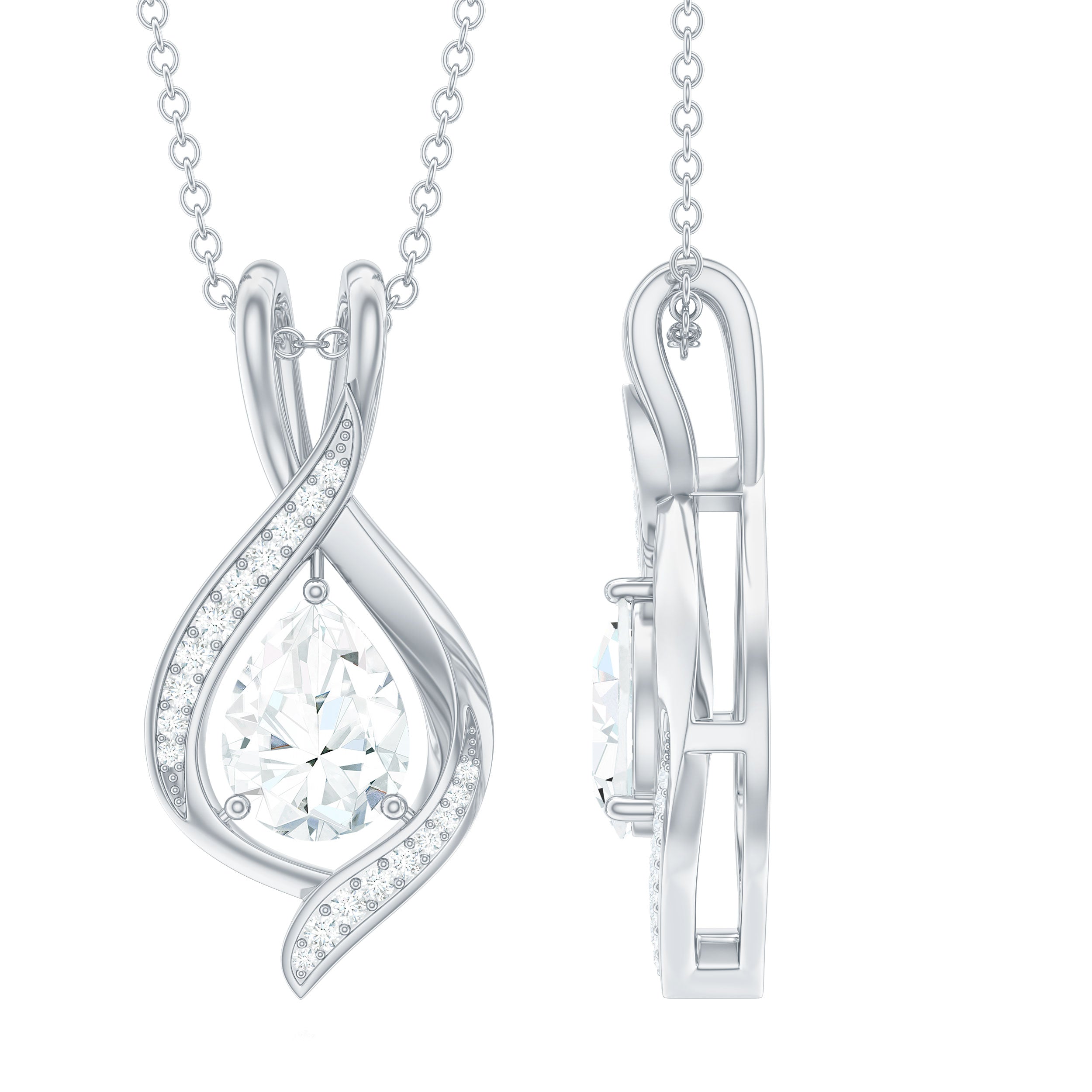 Rosec Jewels-Lab Grown Diamond Teardrop Bridal Wedding Necklace