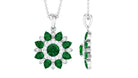 Lab Created Emerald Flower Cocktail Pendant with Diamond Lab Created Emerald - ( AAAA ) - Quality - Rosec Jewels