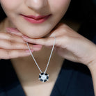 Certified 2 Carat Moissanite Statement Necklace with Black Onyx AAA 92.5 Sterling Silver - Rosec Jewels