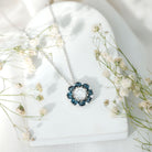 2 Carat Moissanite Statement Necklace with London Blue Topaz Halo D-VS1 92.5 Sterling Silver - Rosec Jewels