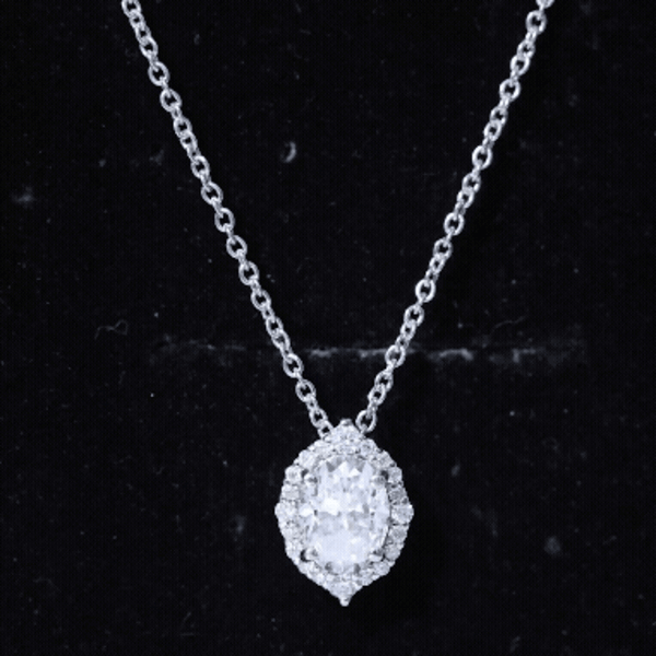 Certified 6X8 MM Oval Moissanite Cocktail Pendant Necklace D-VS1 92.5 Sterling Silver - Rosec Jewels