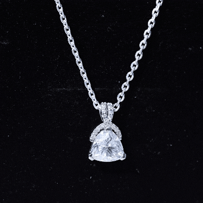 Trilliant Cut 1.6 CT Moissanite Designer Necklace with Silver Chain D-VS1 92.5 Sterling Silver - Rosec Jewels