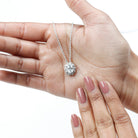 2 Carat Oval Moissanite Cocktail Necklace in 14K White Gold Plated Silver D-VS1 92.5 Sterling Silver - Rosec Jewels