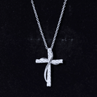 Certified Moissanite Designer Cross Pendant Necklace in Silver D-VS1 92.5 Sterling Silver - Rosec Jewels