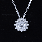 Certified 2 Carat Moissanite Sunflower Pendant Necklace with Silver Chain D-VS1 92.5 Sterling Silver - Rosec Jewels