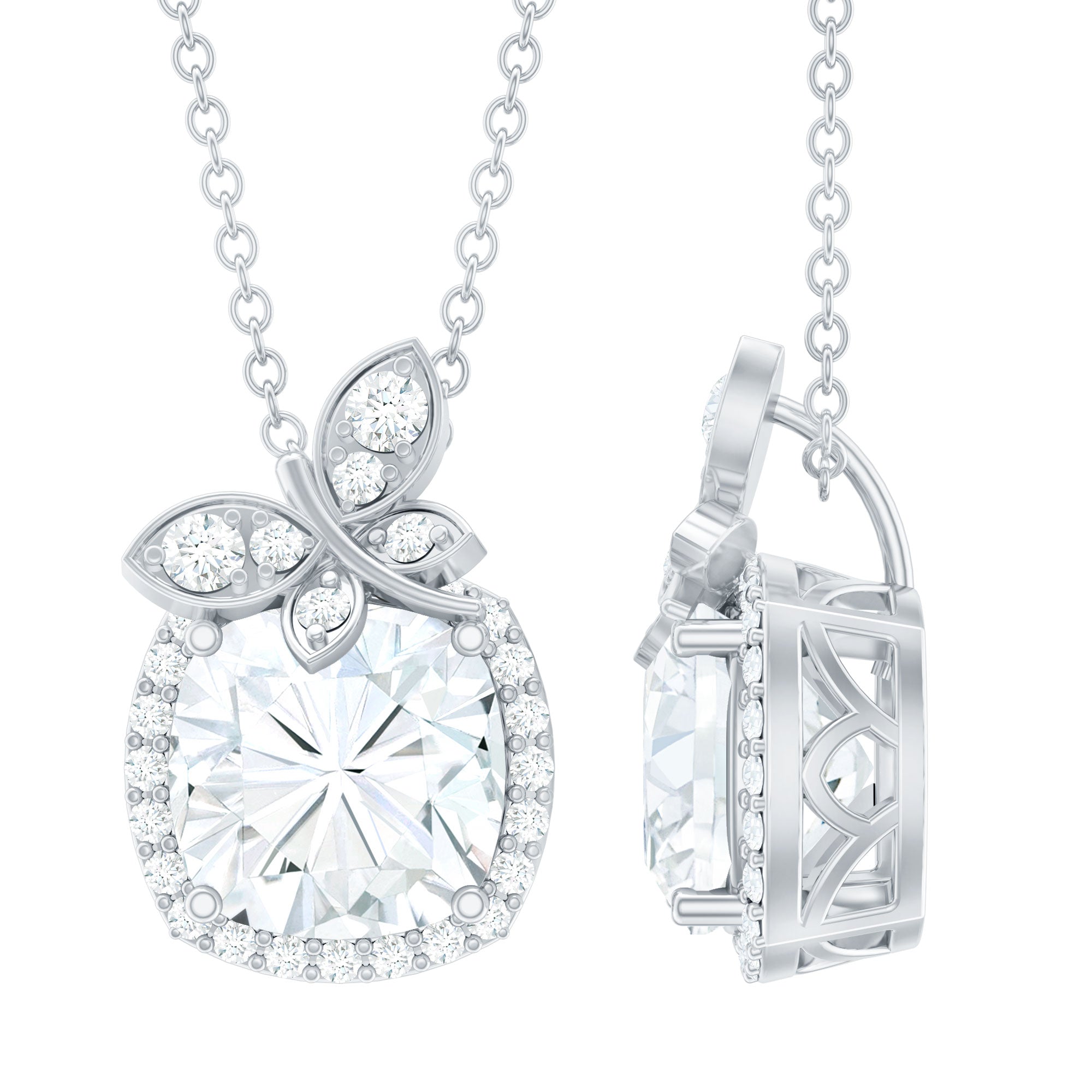 Certified 8 MM Moissanite Designer Necklace With Silver Chain