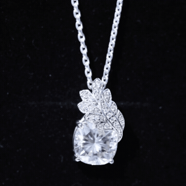 Nature Inspired 5.6 Carat Moissanite Designer Necklace for Wedding D-VS1 92.5 Sterling Silver - Rosec Jewels