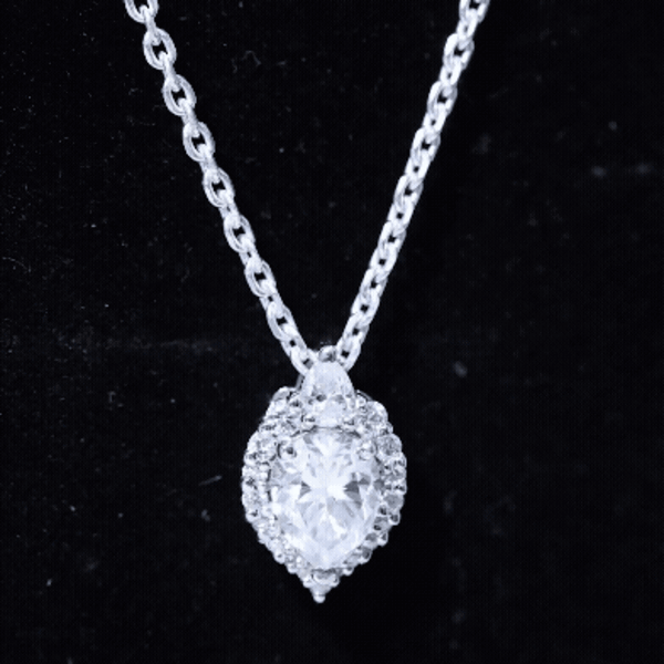 Certified 1.3 Carat Moissanite Teardrop Necklace for Wedding D-VS1 92.5 Sterling Silver - Rosec Jewels