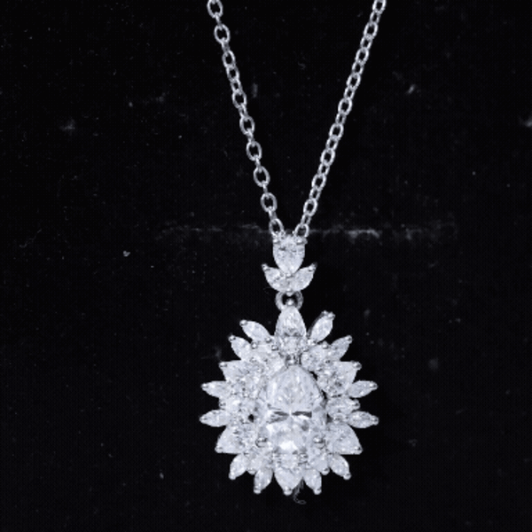 Moissanite Designer Pendant Necklace With Silver Chain D-VS1 92.5 Sterling Silver - Rosec Jewels