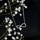 Sterling Silver Moissanite Infinity Necklace with Heart Charm D-VS1 92.5 Sterling Silver - Rosec Jewels