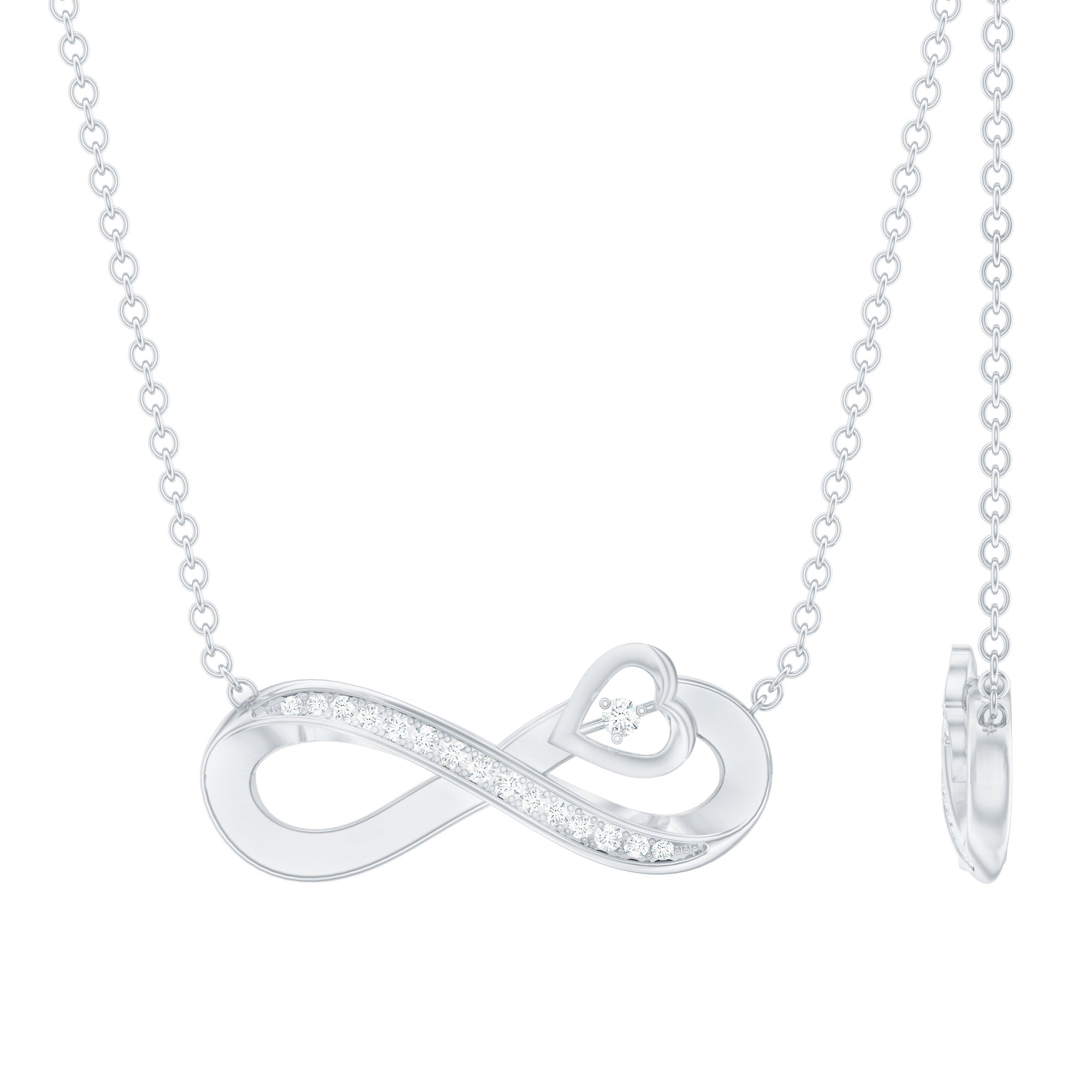 Minimalist Moissanite Infinity Heart Necklace for Women