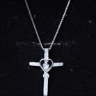 Certified Moissanite Catholic Cross Heart Necklace D-VS1 92.5 Sterling Silver - Rosec Jewels