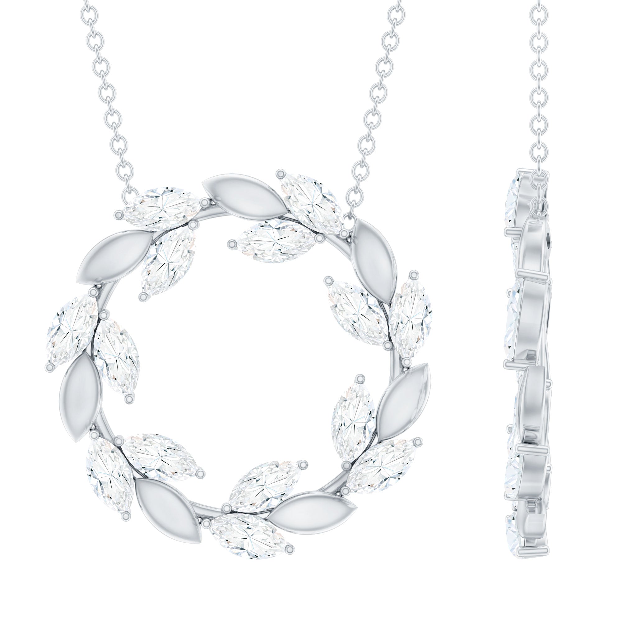 Nature Inspired Moissanite Eternity Necklace with Silver Chain