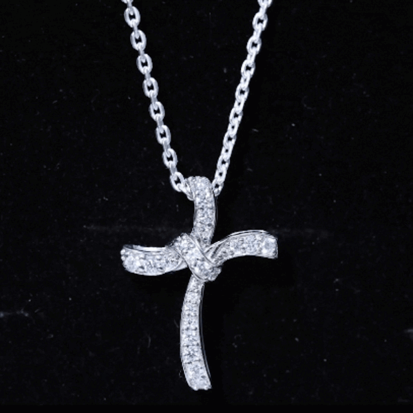 Certified Moissanite Unique Cross Necklace in Sterling Silver D-VS1 92.5 Sterling Silver - Rosec Jewels