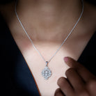 Certified Moissanite Flower Necklace for Wedding D-VS1 92.5 Sterling Silver - Rosec Jewels