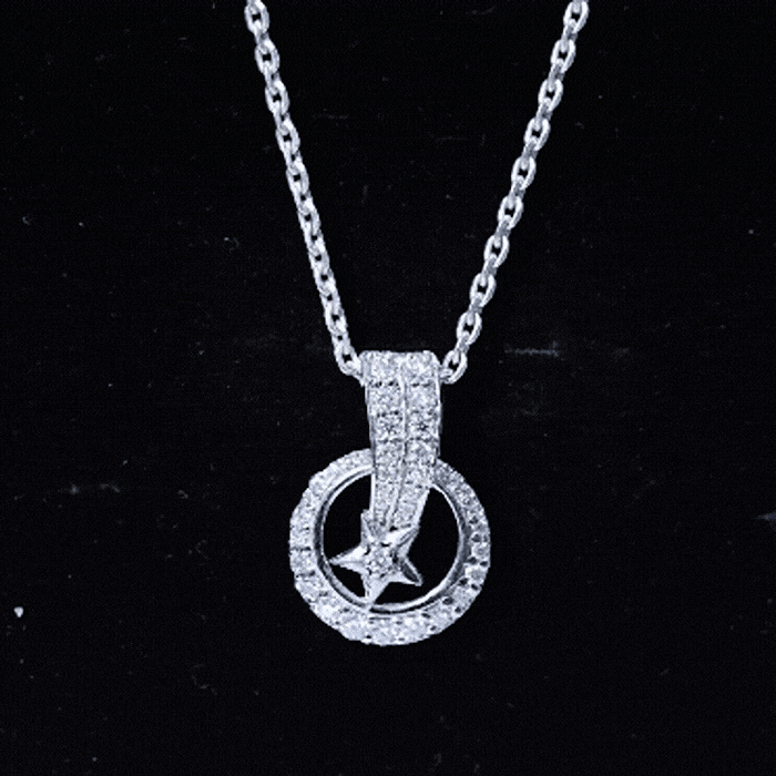 Certified Moissanite Shooting Star Pendant with Silver Chain D-VS1 92.5 Sterling Silver - Rosec Jewels
