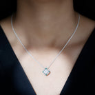 2 Carat Moissanite Vintage Inspired Necklace with Lab Emerald D-VS1 92.5 Sterling Silver - Rosec Jewels
