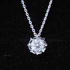 2 Carat Solitaire Moissanite Flower Pendant with Silver Chain D-VS1 92.5 Sterling Silver - Rosec Jewels