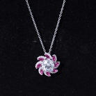 2 Carat Moissanite and Lab Ruby Flower Pendant Necklace D-VS1 92.5 Sterling Silver - Rosec Jewels