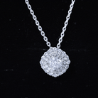 Certified Moissanite Double Halo Pendant Necklace with Silver Chain D-VS1 92.5 Sterling Silver - Rosec Jewels