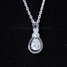 Certified 1.3 Carat Moissanite Bridal Drop Necklace with Silver Chain D-VS1 92.5 Sterling Silver - Rosec Jewels