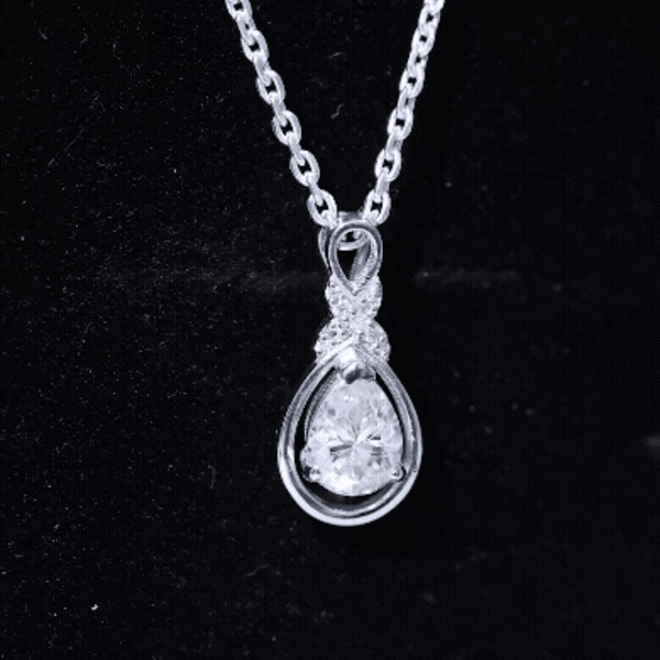 Certified 1.3 Carat Moissanite Bridal Drop Necklace with Silver Chain D-VS1 92.5 Sterling Silver - Rosec Jewels