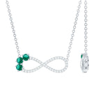 Lab Created Emerald and Moissanite Infinity Necklace with Chain AAAA 92.5 Sterling Silver - Rosec Jewels
