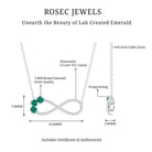 Lab Created Emerald and Moissanite Infinity Necklace with Chain AAAA 92.5 Sterling Silver - Rosec Jewels