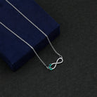Lab Created Emerald and Moissanite Infinity Necklace with Chain AAAA 92.5 Sterling Silver - Rosec Jewels