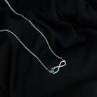 Lab Created Emerald and Moissanite Infinity Necklace with Chain AAAA 92.5 Sterling Silver - Rosec Jewels