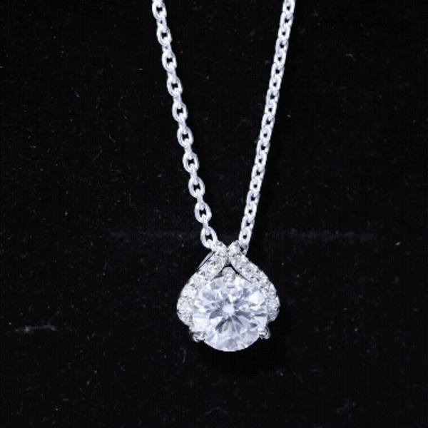 Certified 2 Carat Moissanite Pendant Necklace with Silver Chain D-VS1 92.5 Sterling Silver - Rosec Jewels