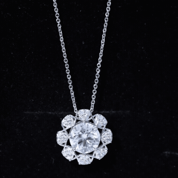 2 Carat Brilliant Cut Moissanite Bridal Necklace With Silver Chain D-VS1 92.5 Sterling Silver - Rosec Jewels