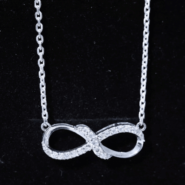 Moissanite Infinity Necklace with Silver Chain D-VS1 92.5 Sterling Silver - Rosec Jewels