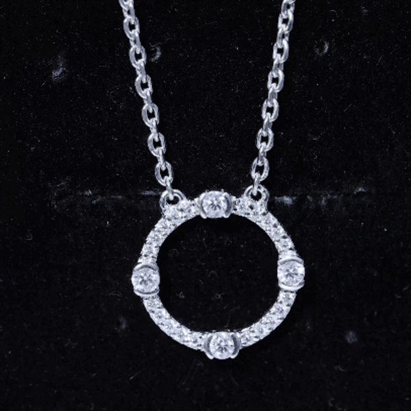 Sterling Silver Moissanite Eternity Necklace With Chain D-VS1 92.5 Sterling Silver - Rosec Jewels