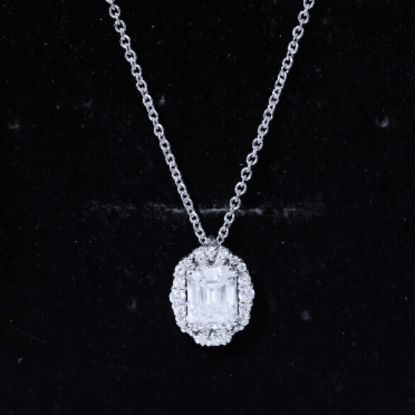 Certified 2.8 Carat Emerald Cut Moissanite Wedding Necklace in Silver D-VS1 92.5 Sterling Silver - Rosec Jewels