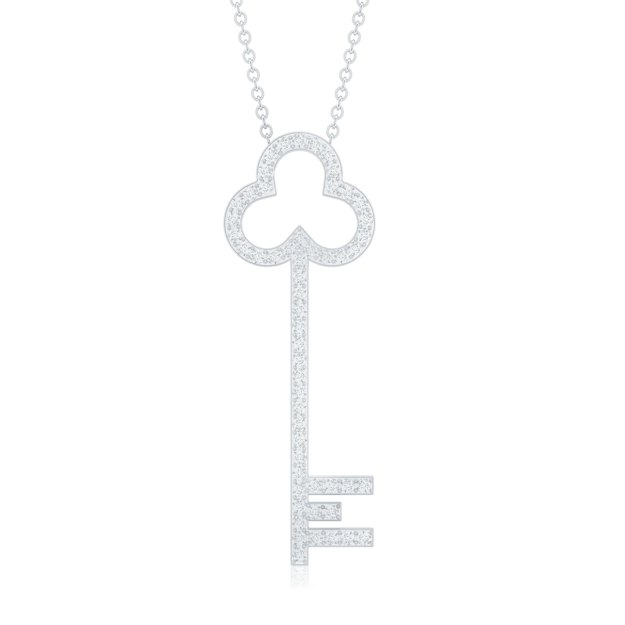 Certified Moissanite Key Pendant Necklace D-VS1 - Rosec Jewels