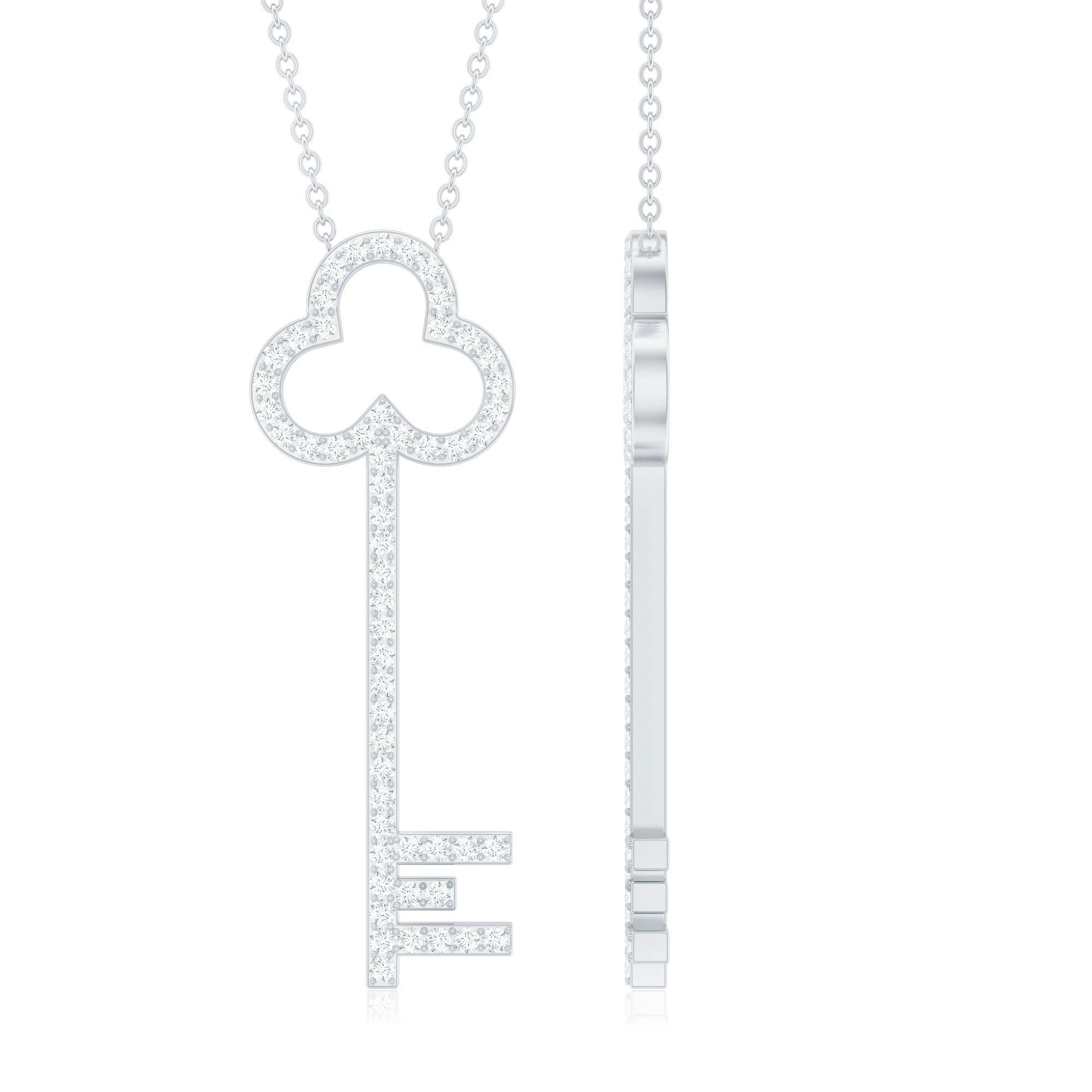 Certified Moissanite Key Pendant Necklace D-VS1 - Rosec Jewels