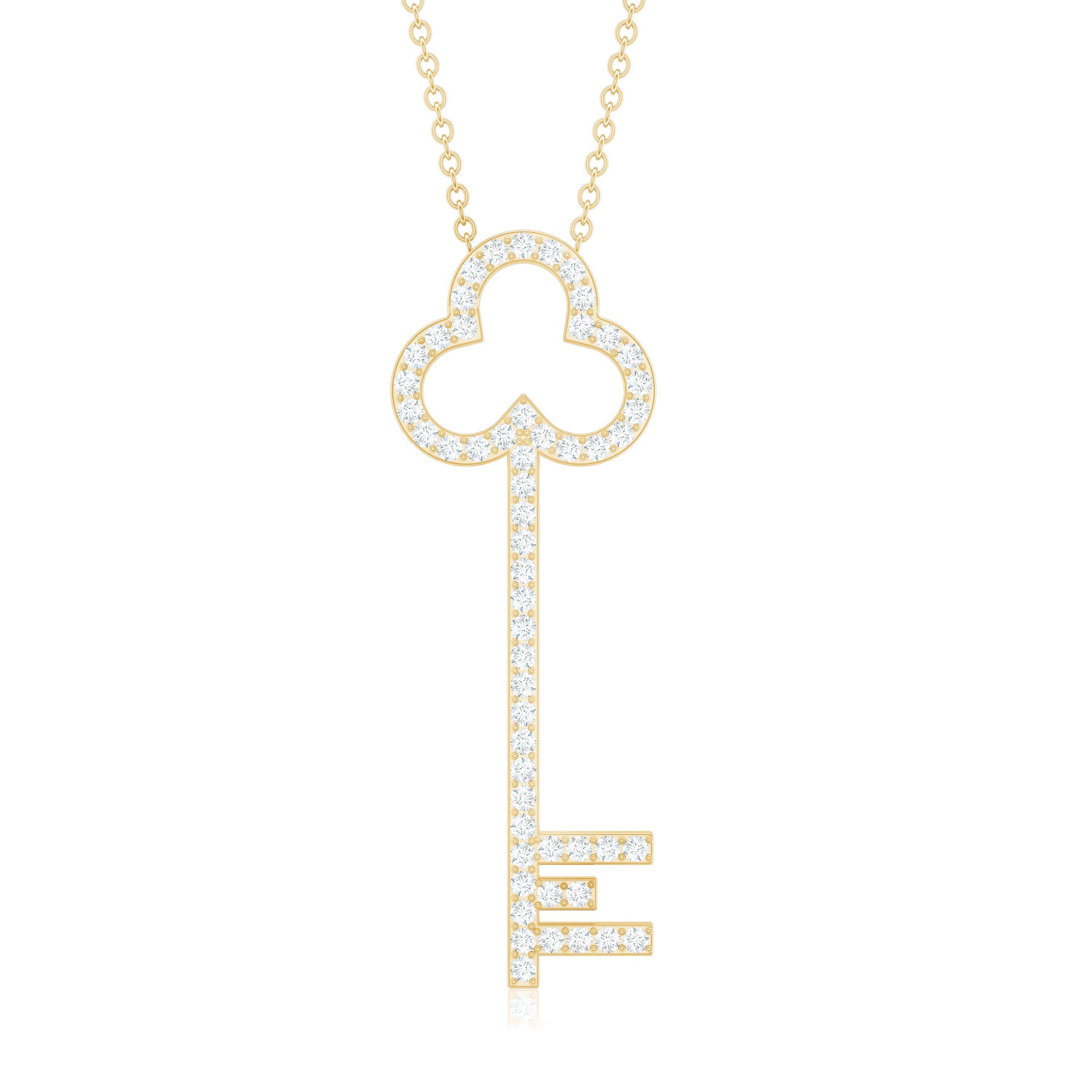 Certified Moissanite Key Pendant Necklace D-VS1 - Rosec Jewels