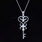 1/4 CT Vintage Zircon Key Pendant Necklace AAAA - Rosec Jewels