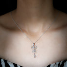 1/4 CT Vintage Zircon Silver Key Pendant Necklace - Rosec Jewels