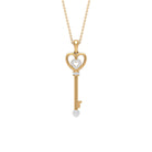 Rosec Jewels-Vintage Key Charm Pendant Necklace with Diamonds