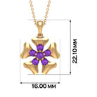 1/2 CT Purple Amethyst Cluster and Gold Heart Petal Pendant Amethyst - ( AAA ) - Quality - Rosec Jewels