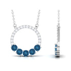 Natural London Blue Topaz and Diamond Eternity Necklace AAA - Rosec Jewels