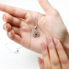 Silver Lotus Flower Pendant with 3 MM Round Cut Black Diamond - Rosec Jewels