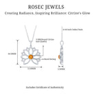 Bezel Set Citrine Lotus Flower Necklace With Chain AAA - Rosec Jewels