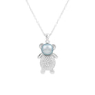 Teddy Bear Inspired Black Pearl Pendant Necklace in Silver - Rosec Jewels