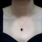 Vintage Inspired 3.4 Carat Emerald Cut Synthetic Black Diamond Pendant Necklace AAAA ( Synthetic ) - Rosec Jewels