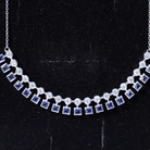Princess Cut Lab Grown Blue Sapphire Statement Necklace With Certificate AAAA - Rosec Jewels